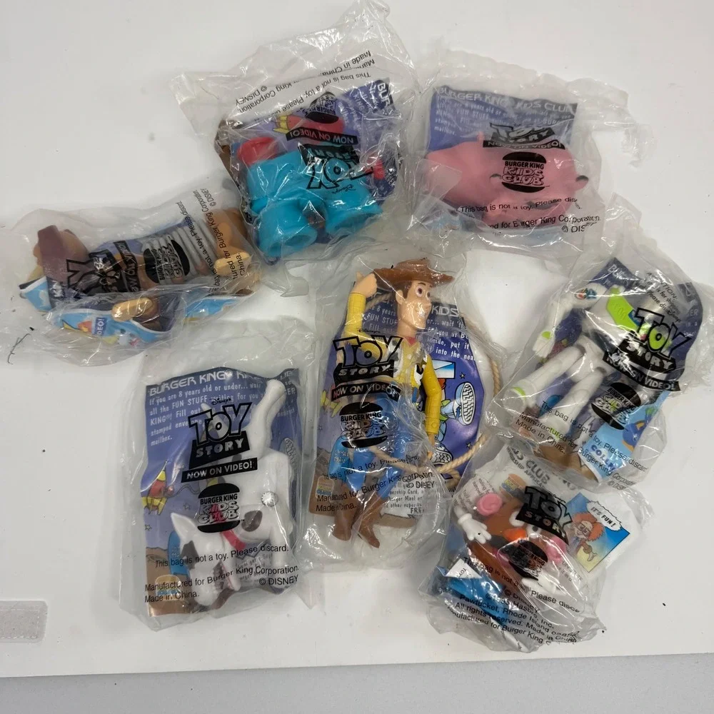 Vintage 1995 Burger King Toy Story Kids Club Toys Set Woody Buzz Hamm Rex Lenny